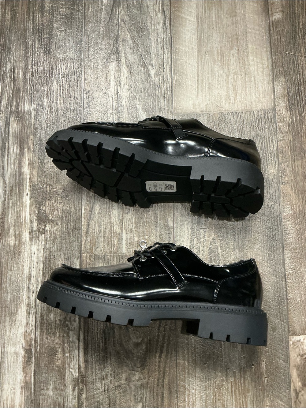 ASOS Black Patent Leather Lug Sole Slip-On Loafers Size 12 - Picture 11 of 16